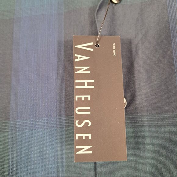 Van Heusen Men's Long Sleeve Never Tuck Shirt Button Up Blue Plaid XL NWT - Picture 5 of 11